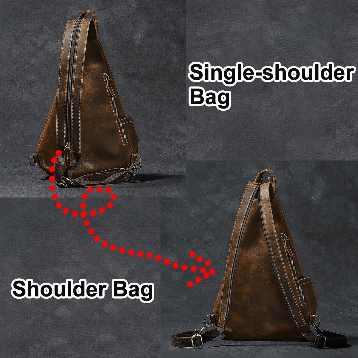 Men's Faux Leather Multi-Pocket Wear-Resistant Crossbody Chest Bag