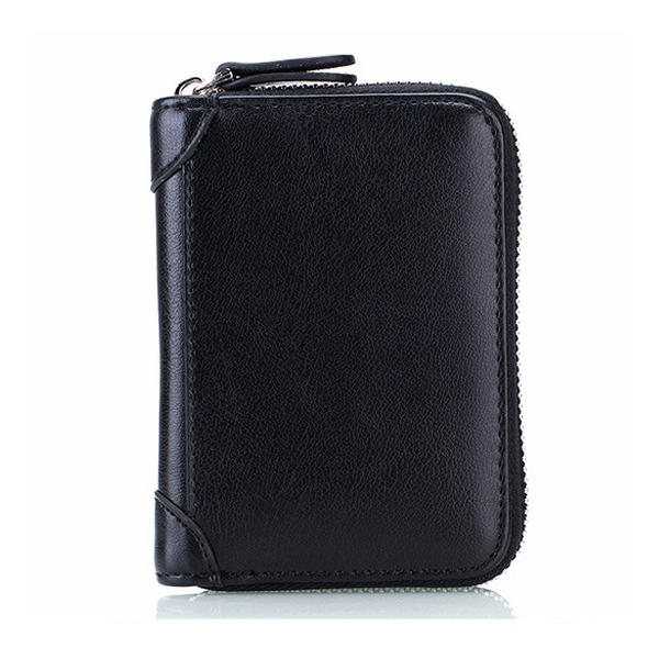 RFID Leather Card Holder Wallet for Men & Women - Large Capacity, Casual Zipper Design