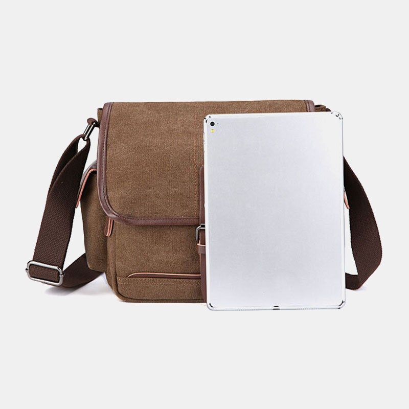 Men's Vintage Canvas Laptop Messenger Bag - Large, Water-Resistant, Crossbody Shoulder Bag