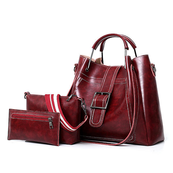 Women Faux Leather Three-piece Set Handbag Shoulder Bag Clutch