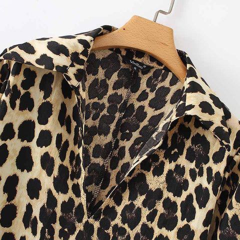 Leopard Dress Animal Skin Long Sleeve Vintage