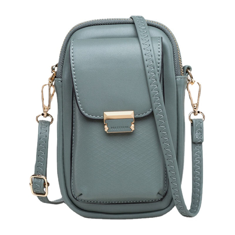 Women Solid Zipper Phone Bag Crossbody Shoulder