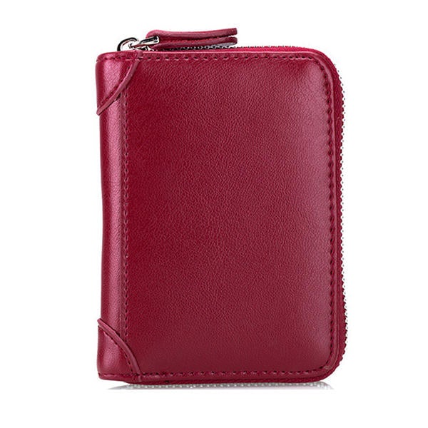 RFID Leather Card Holder Wallet for Men & Women - Large Capacity, Casual Zipper Design