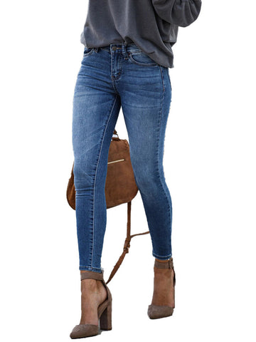 Casual Women Zipper Slim Long Denim Jeans