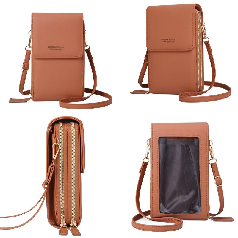 Women 6.5 Inch Touch Screen RFID Clutch Card Large Capacity Multi-Pocket Crossbody Phone Bag