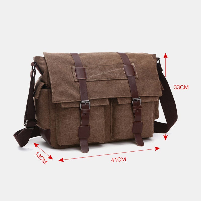 Men's Anti-theft Canvas Crossbody Bag, Large Capacity, Fits 6.3" Phone, Casual Shoulder Bag