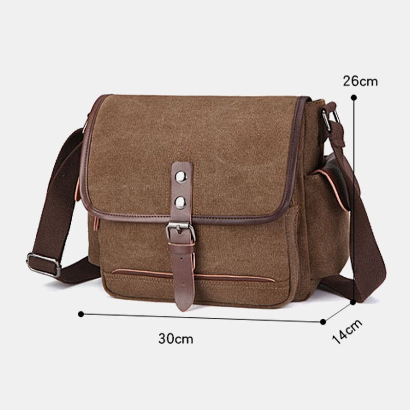 Men's Vintage Canvas Laptop Messenger Bag - Large, Water-Resistant, Crossbody Shoulder Bag