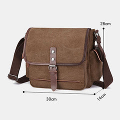 Men's Vintage Canvas Laptop Messenger Bag - Large, Water-Resistant, Crossbody Shoulder Bag