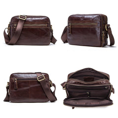 Men's Vintage Leather Business Crossbody Bag - Large Capacity Multifunctional Shoulder Messenger