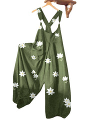 Women Casual Floral Printed Straps Loose Jumpsuit