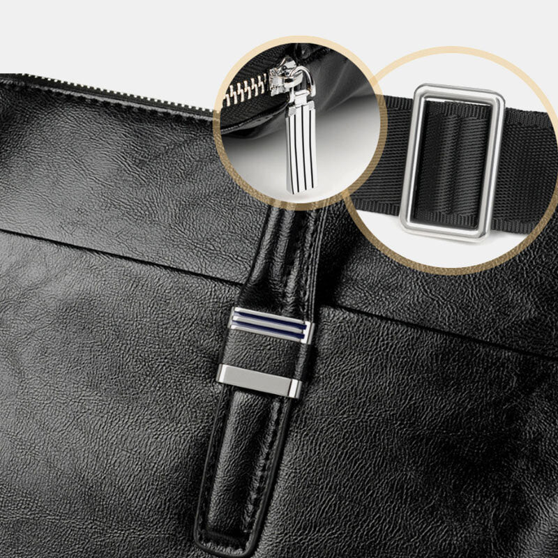 Men Business Large Capacity Waterproof Solid Color Crossbody Bag Handbag