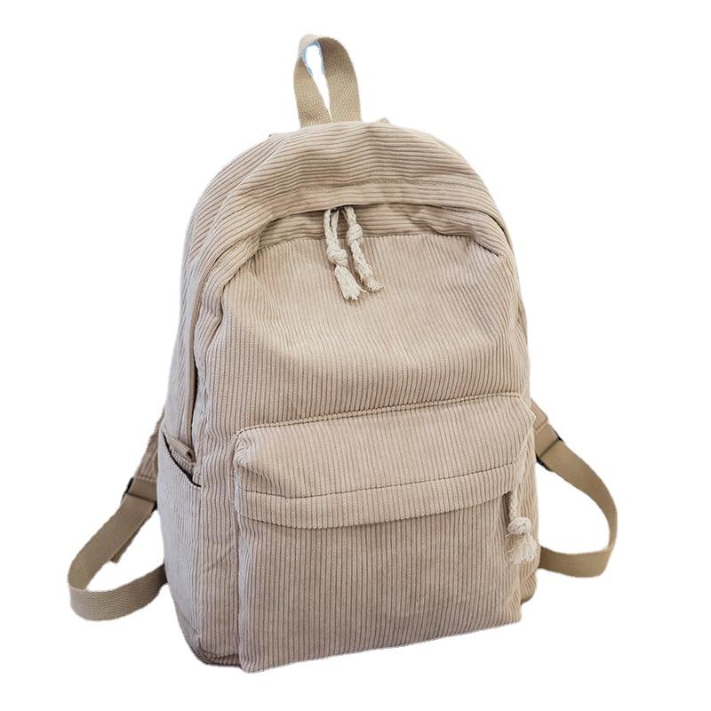 Preppy Style Female Soft Corduroy Backpack For School