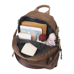 Women PU Leather Color Blocking Large Capacity Anti-theft Backpack Student Bag Travel