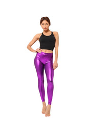 Women's Faux Leather Mid Waist Sporty Causal Vacation High Elasticity Pants