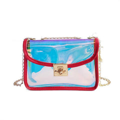 Casual Women's Transparent Square Chain Bag With Semicircular Lock