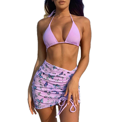 Spice Girls' String High Waist Swimsuit With Butterfly Print 3 Piece