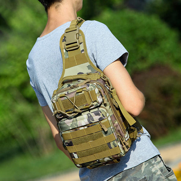 Men's Tactical Waterproof Nylon Camouflage Crossbody Bag - Multifunctional Military Chest Bag