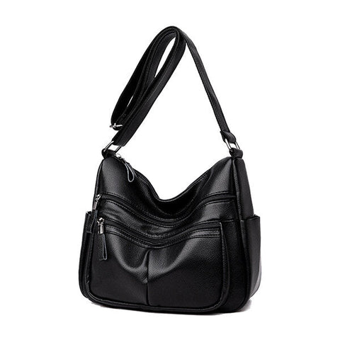 Women Soft Leather Multi-slot Crossbody Bag Leisure Shoulder Bags