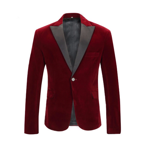 Men'S Fashion Autumn Velvet Wine Red Leisure Jacket