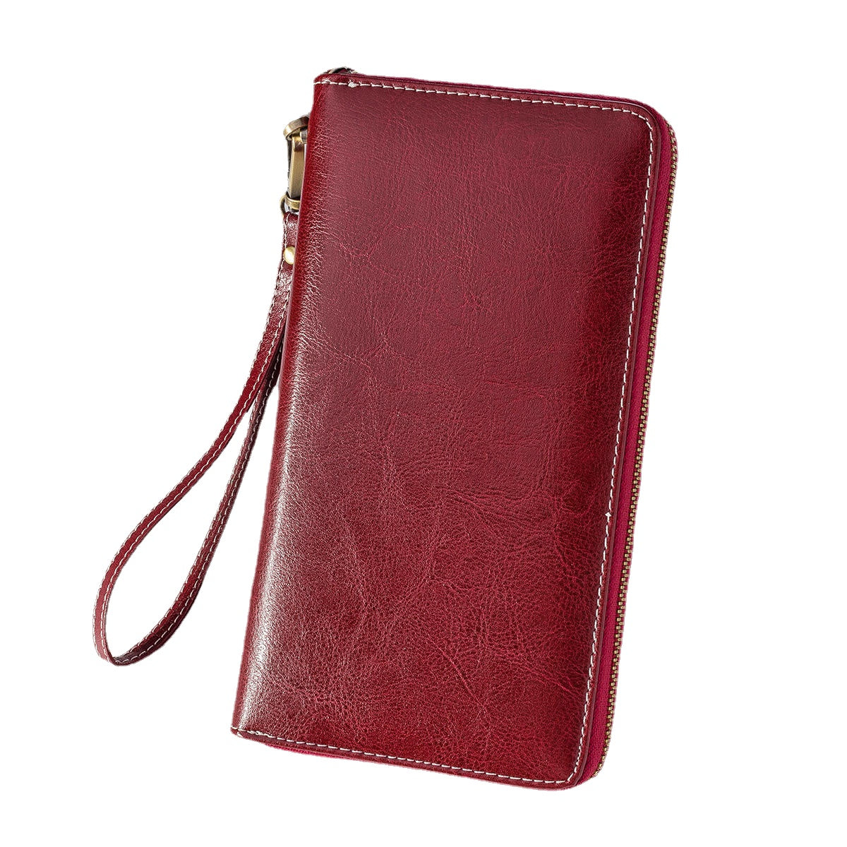 Women Rfid Antimagnetic Genuine Leather Zipper Wallet Multi-layer Card Holder Phone Bag Purse