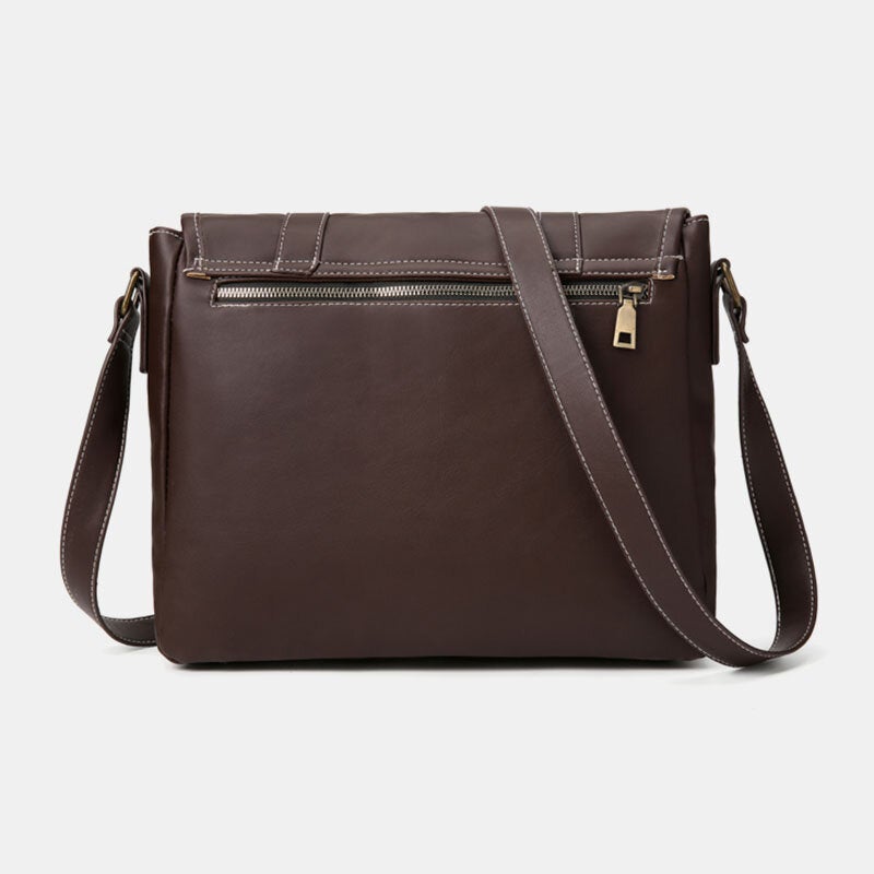 Men's Vintage PU Leather Multi-pocket Crossbody Teacher Bag