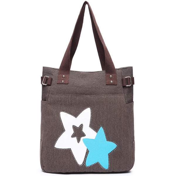 Women Canvas Star Tote Handbags Casual Shoulder Bags Capacity Shopping