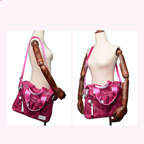 Women Nylon Camouflage Tote Handbags Front Pockets Shoulder Bags Crossbody