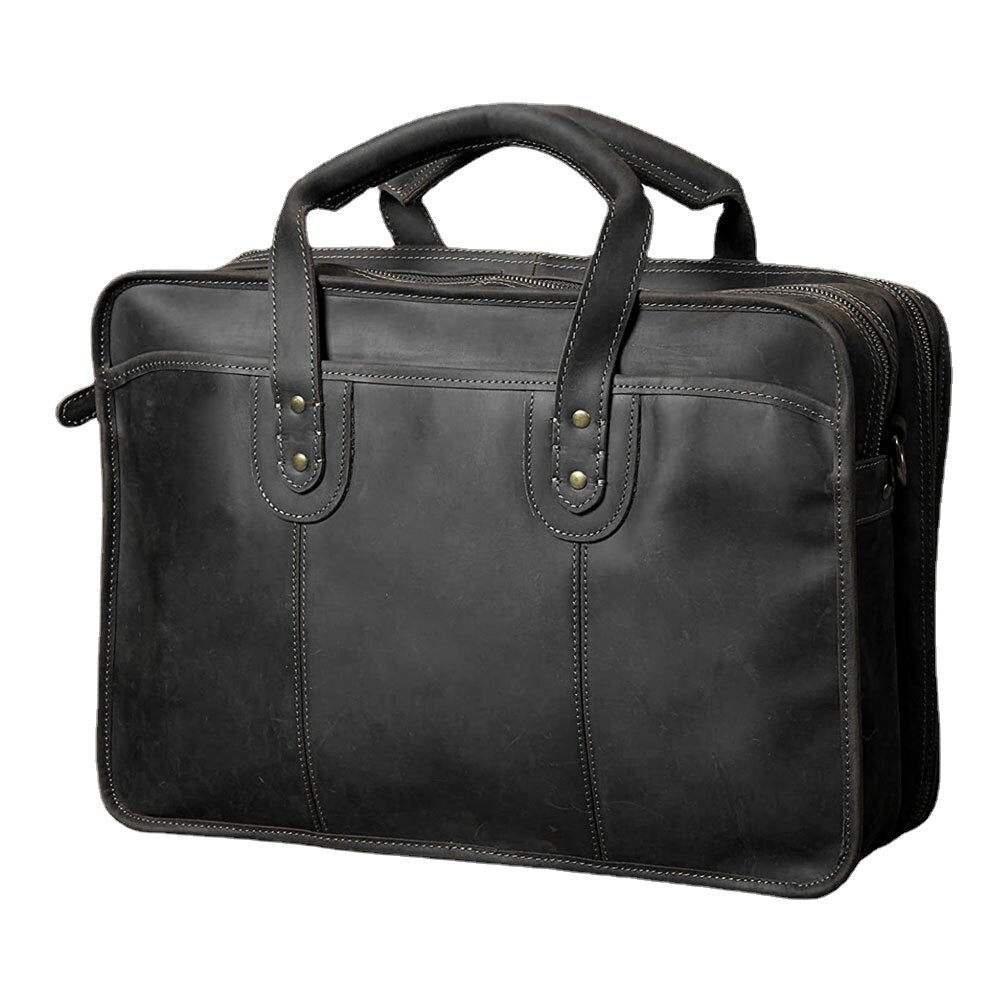 Men Vintage Multifunction Wear-Resistant Faux Leather Large Capacity Business Briefcases Handbag