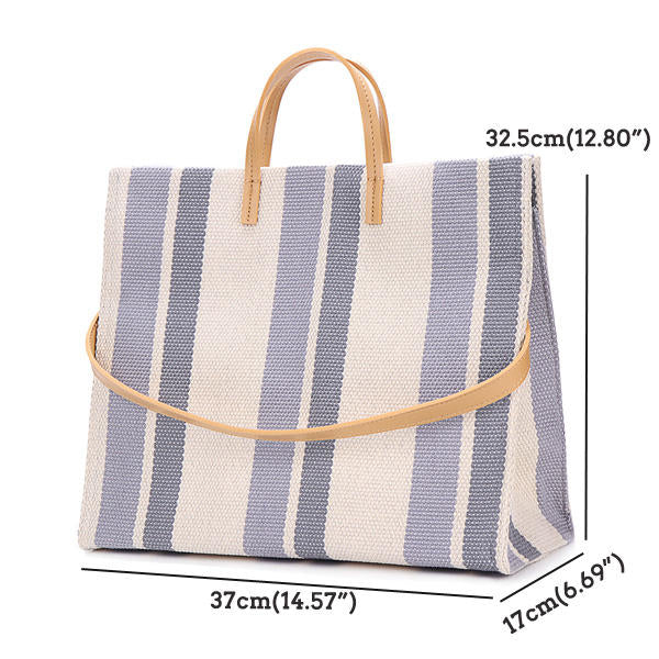 Women Canvas Stitching Color Tote Handbag Crossbody Bag Shoulder