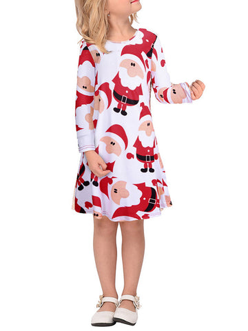Stylish Sweet Family Dress With Christmas Snowman Print For Mon & Daughter