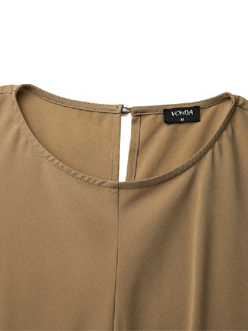 Elegant Solid Color Cross-lace Design Split Hem Long Sleeve Maxi Dress