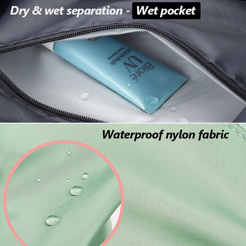 Women Oxford Dry Wet Separation Gym Bag Scalable Foldable Design Crossbody Large Capacity Fixed Strap Waterproof Wearable Travel