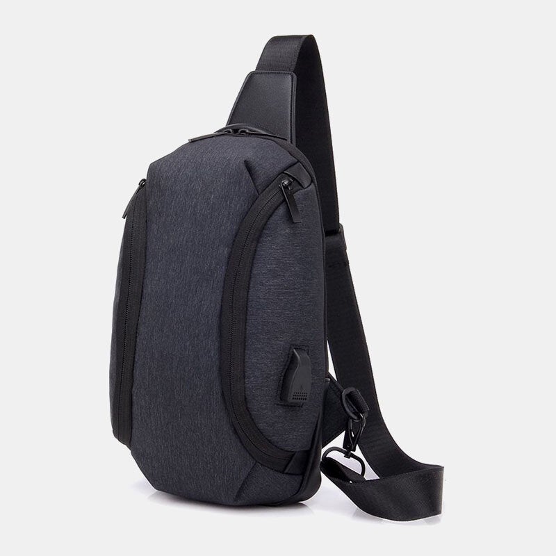 Men's Waterproof Anti-theft USB Charging Crossbody Bag with Large Capacity