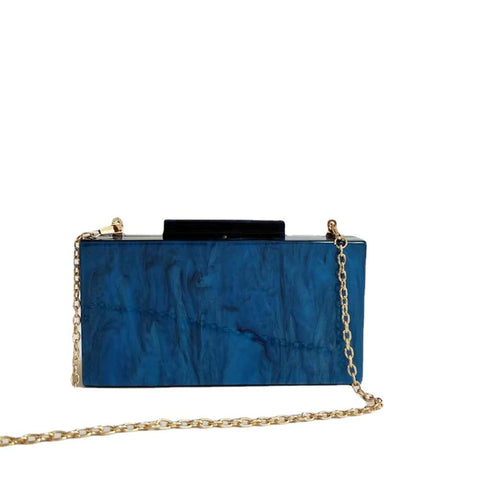 Elegant Casual Women's Pearly Acrylic Evening Bags Solid Blue