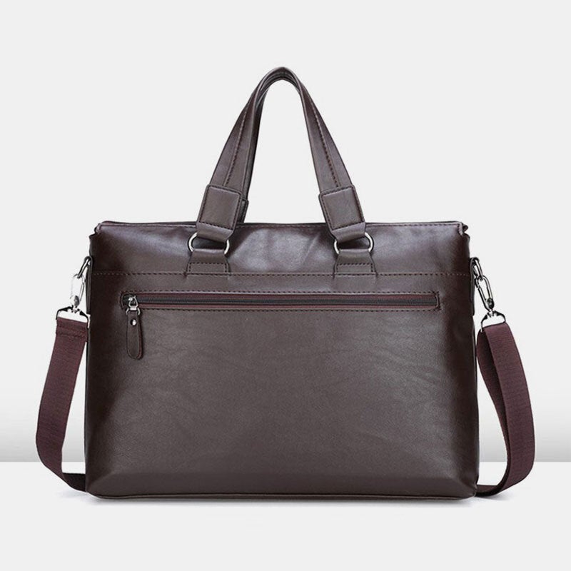 Men's 14" Vintage PU Leather Laptop Messenger Bag - Crossbody Shoulder Briefcase