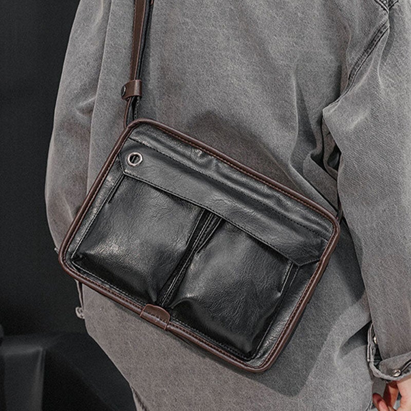 Men's Multi-pocket Crossbody Bag with Headphone Port, Fits 14" Laptop, Fashionable & Casual