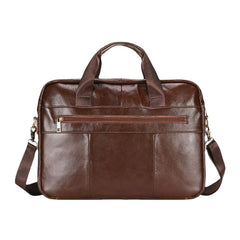 Men's Vintage Leather 14" Laptop Messenger Bag - Multi-pocket Crossbody Briefcase