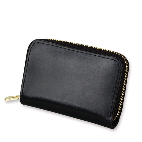 Genuine Leather Card Holder Portable Zipper Short Purse Wallets Coin Bags