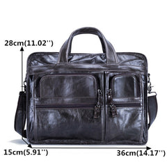 Men's Genuine Leather 13.3" Laptop Briefcase - Large Capacity Business Handbag