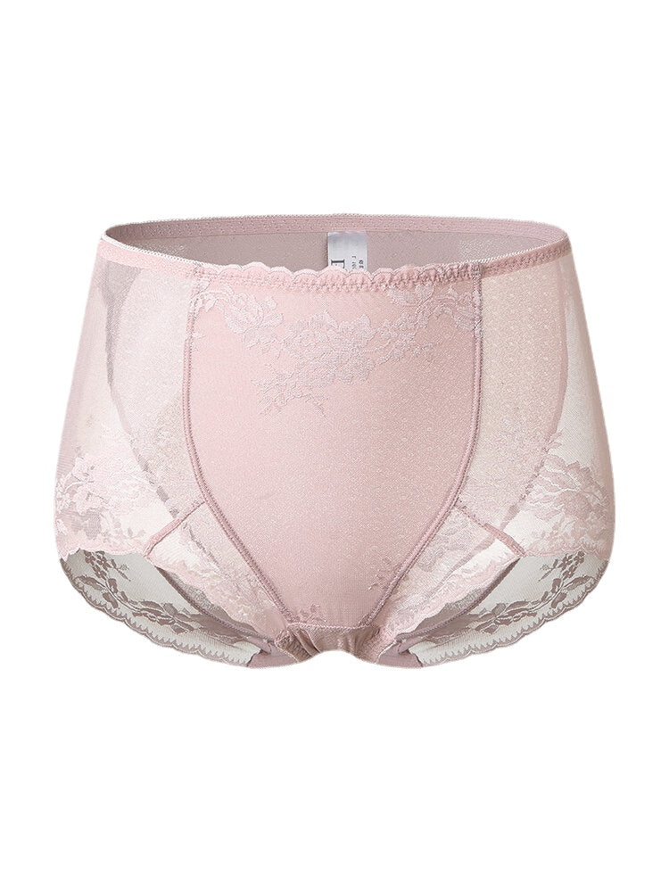 Women Translucent Lace See Through High Waist Thin Lingerie Panties