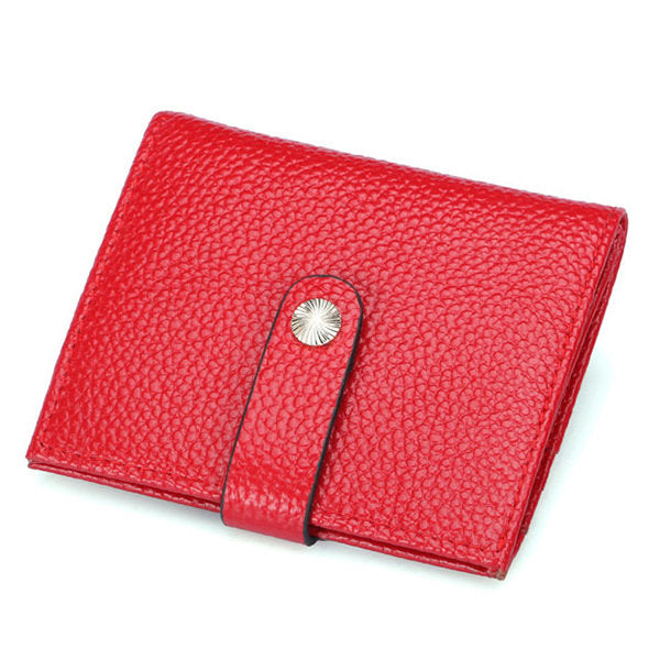 Women Hasp Short Wallets Genuine Leather Purse Card Holder Coin Bags