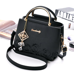 Women Faux Leather Flowers Parttern Lady Shoulder Bag Crossbody Tote Handbags