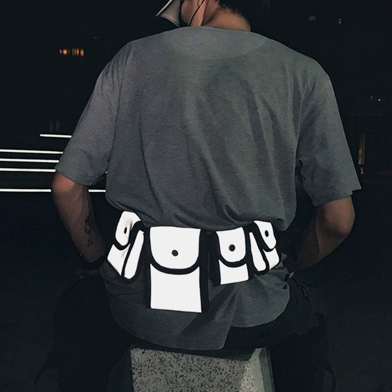 Unisex Reflective Nylon Tactical Multi-pocket Chest & Waist Bag for Outdoor Games