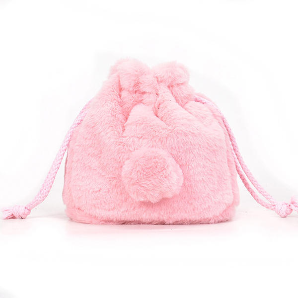 Cute Plush String Bucket Bag Shoulder Crossbody For Women