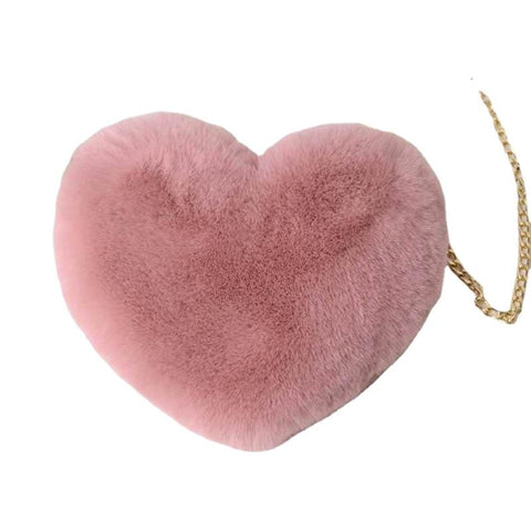 Fashionable Cute Women's Heart Shaped Faux Fur Crossbody Bags