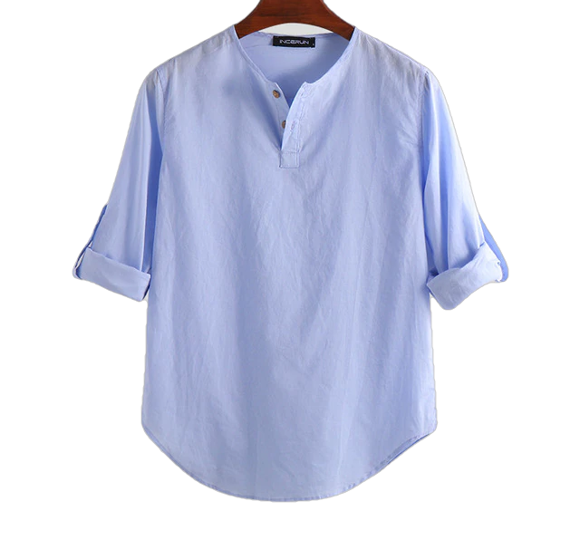 Cotton Solid Basic Men Tops Leisure Casual Shirt - Sheseelady