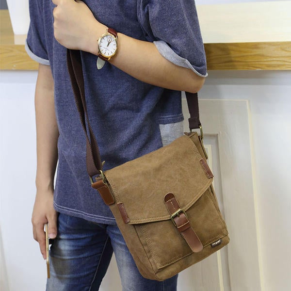 Men's Canvas Messenger Shoulder Bag - Casual & Durable