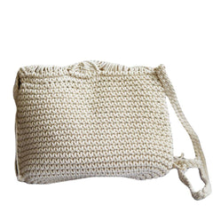 Vintage Ladies' Handmade Rattan Woven Handbag With Tassel