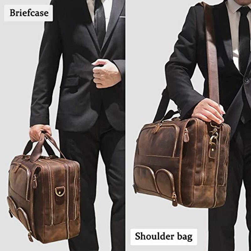 Men's Waterproof 15.6" Laptop Briefcase - Multi-pocket Business Handbag & Crossbody Bag
