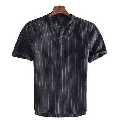 High Quality Cotton Linen Breathable Soft Striped Dress Shirt